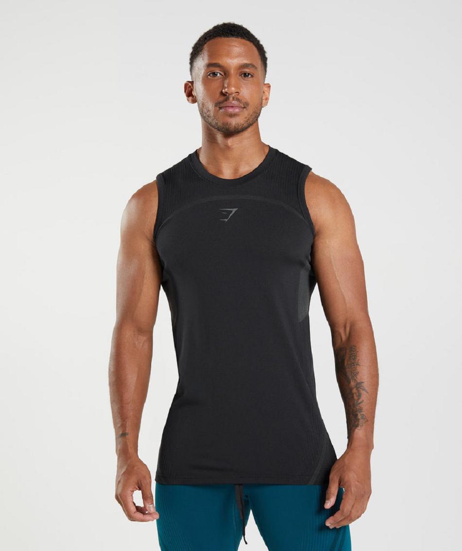 Camiseta Tirantes Gymshark 315 Seamless Hombre Negras | CO 3208WNB